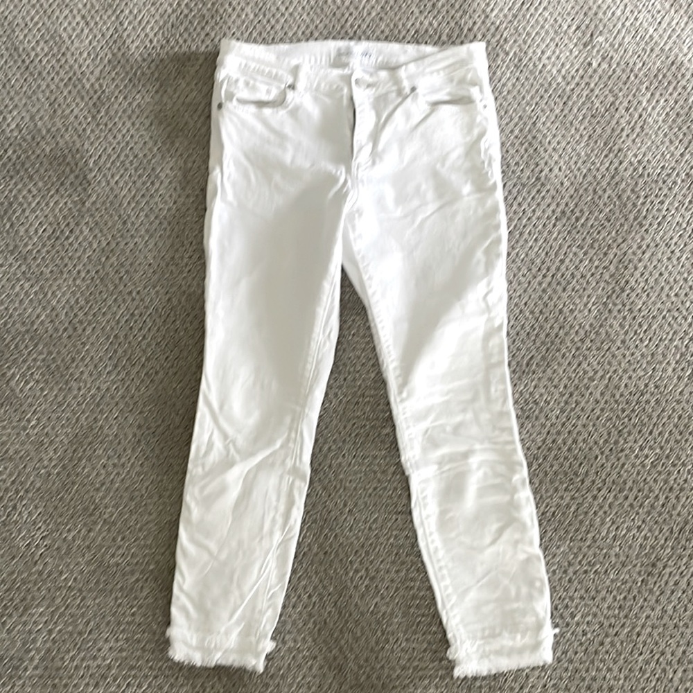 Cropped white skinny jeans